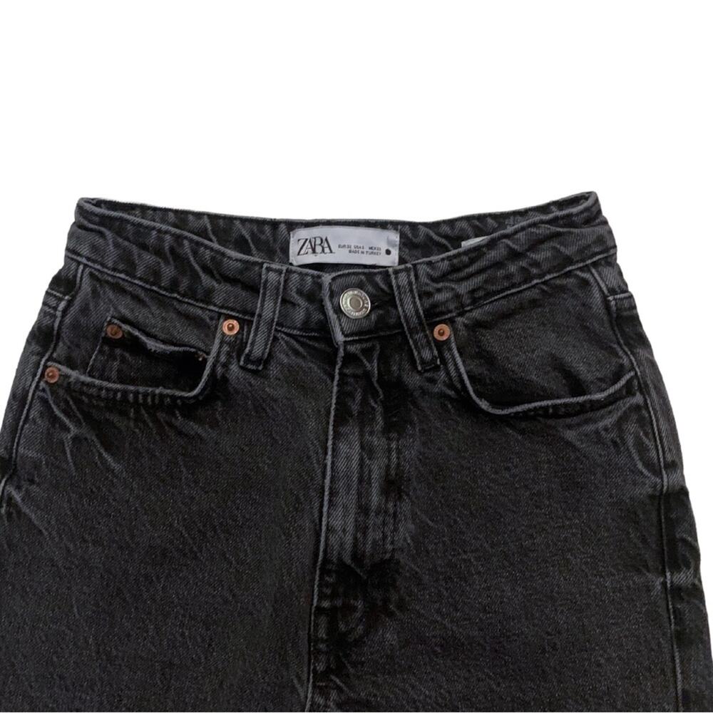 ZARA The 90s Mom Fit Black Jeans High Waist Size 0 Vintage Feel Y2K Washed Out - Picture 3 of 10